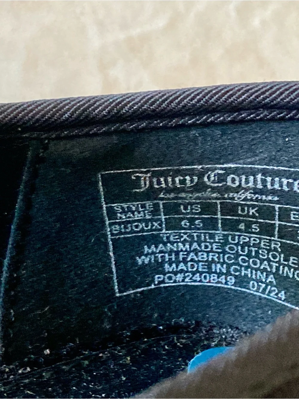 NWT Juicy Couture Black Velvet Mary Jane Flats with Pearl-Embellished Buckle